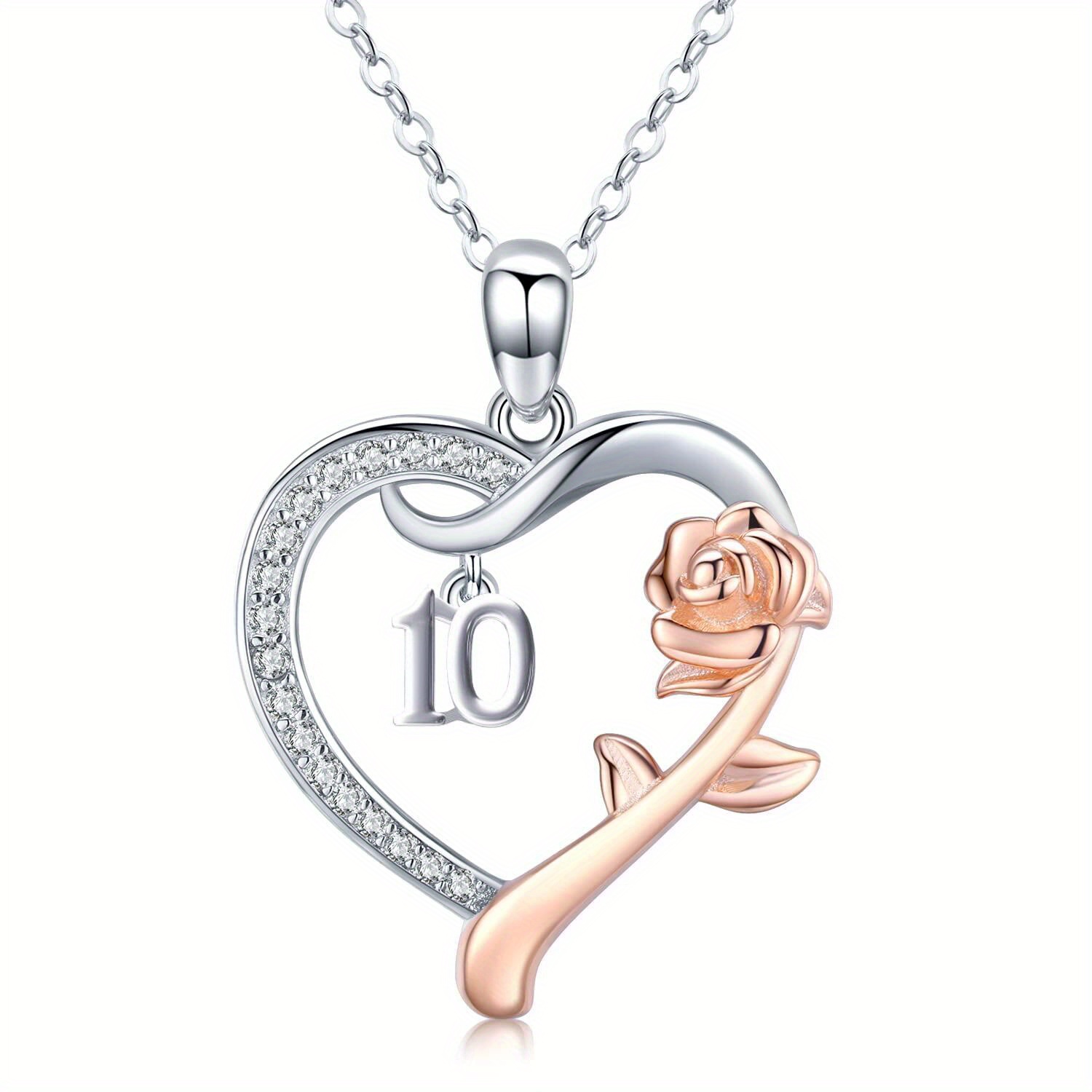 10th Birthday Necklace 925 Sterling Silver Personalised Initial Necklace